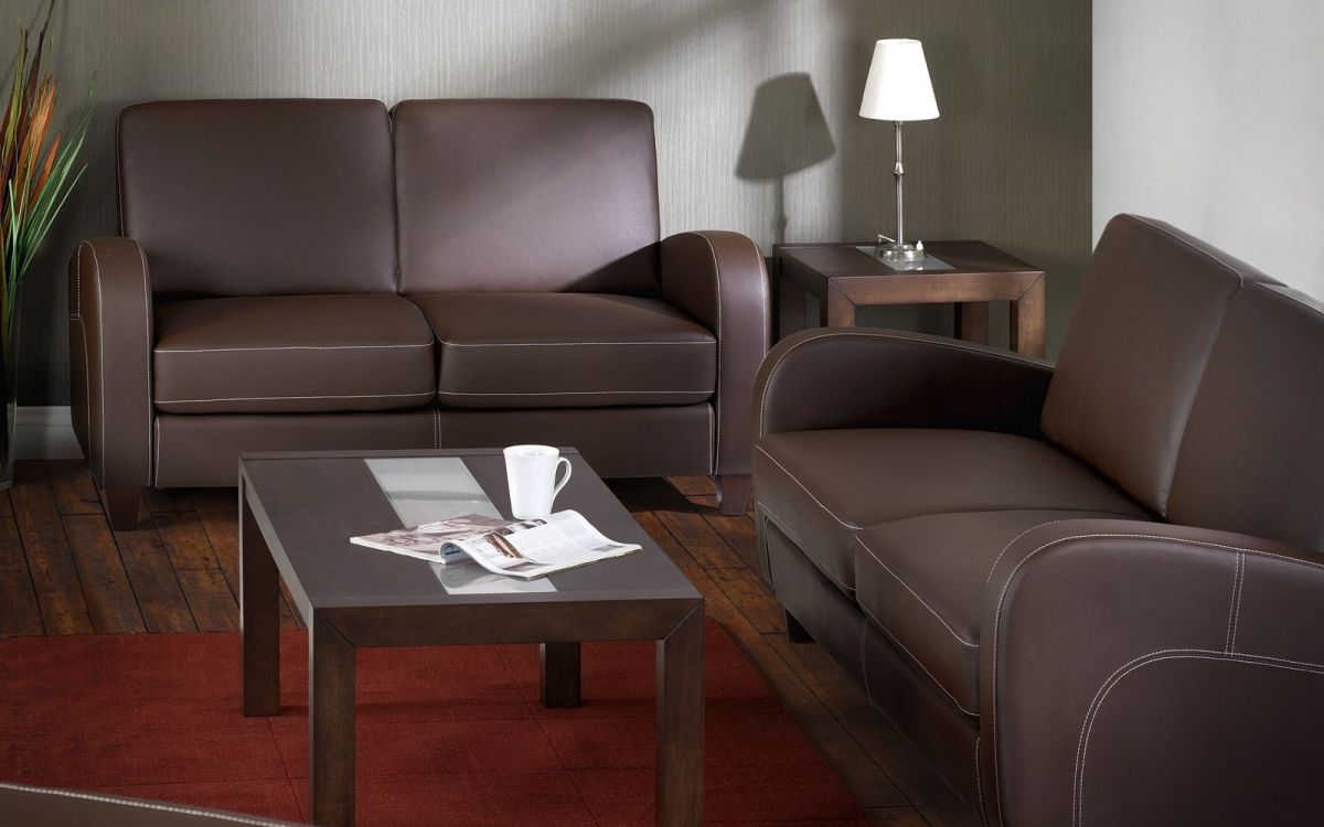 Vivo 2 Seater Sofa in Chestnut Faux Leather