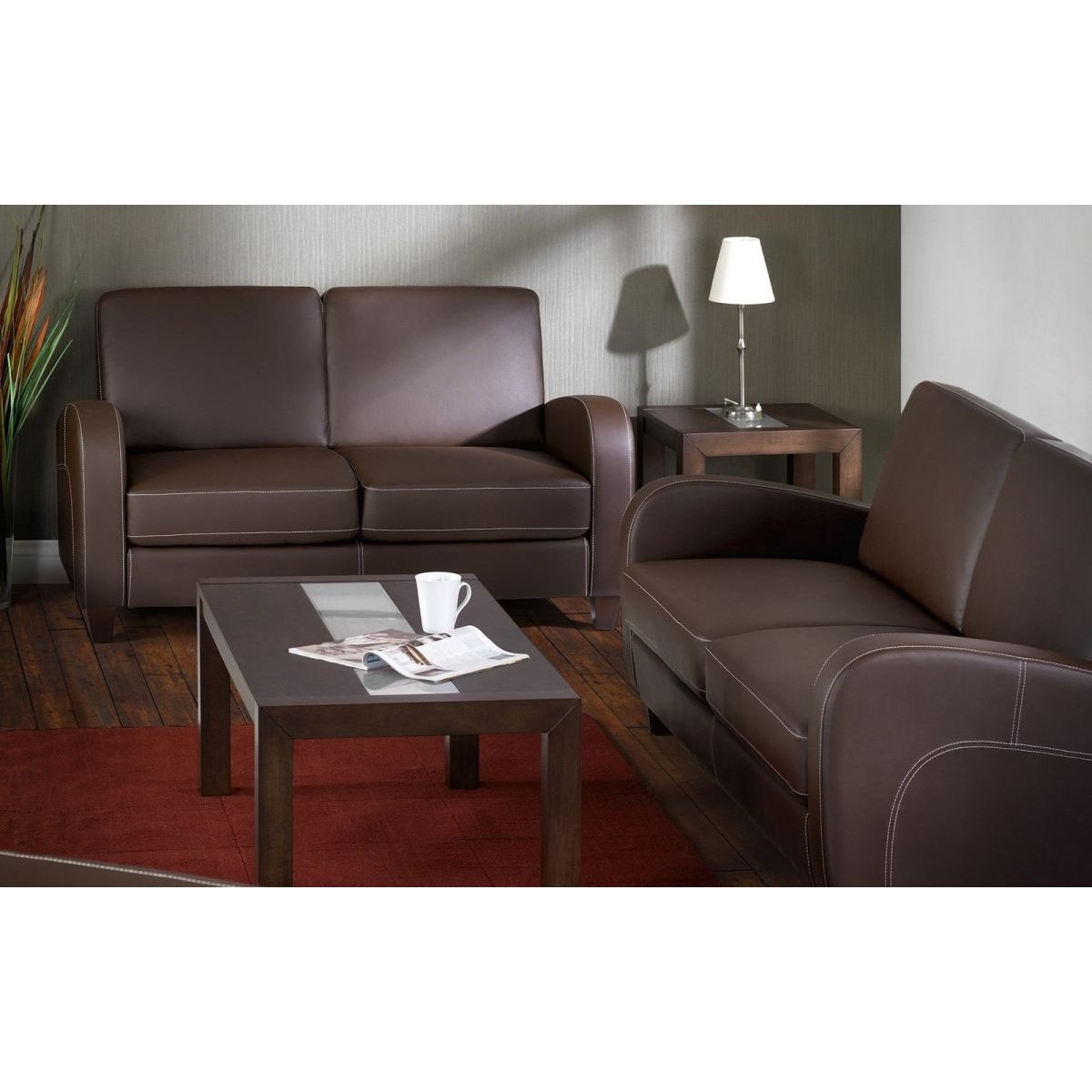 Vivo 3 Seater Sofa in Chestnut Faux Leather
