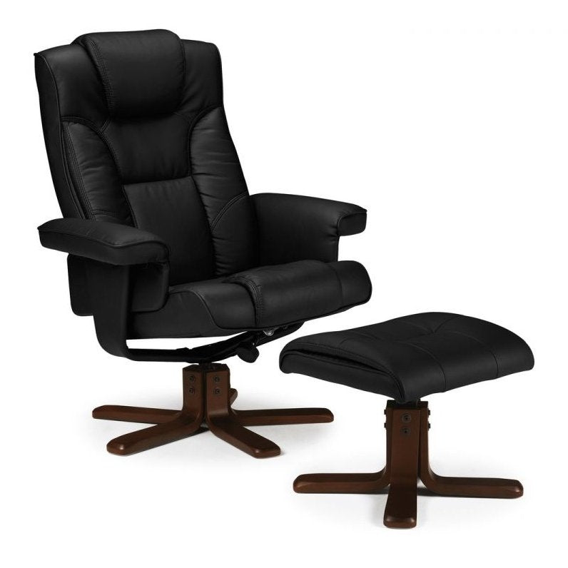 Malmo Recliner & Footstool - Black