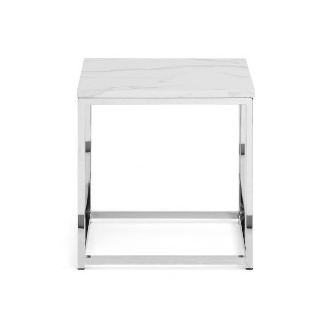 Scala White Marble Top Lamp Table