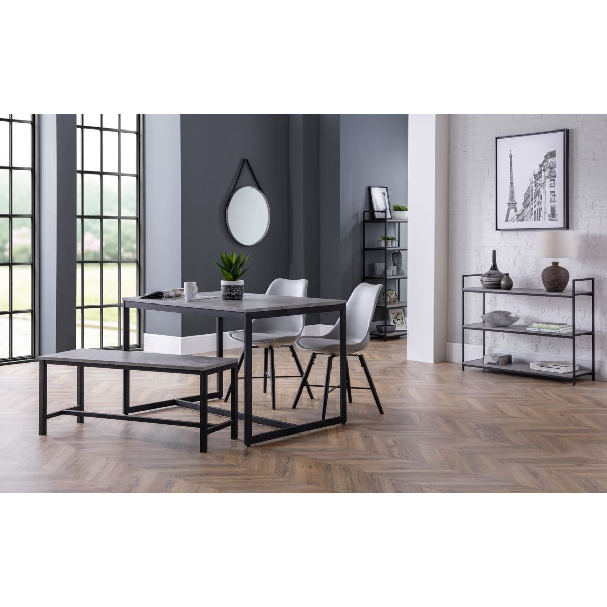 Staten Bench & Kari Grey Dining Set