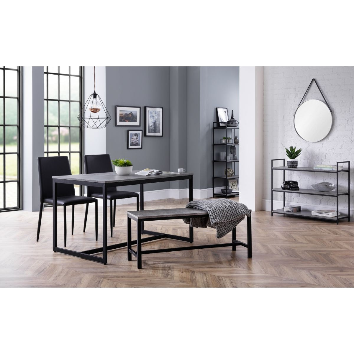 Staten Bench & Jazz Black Dining Set