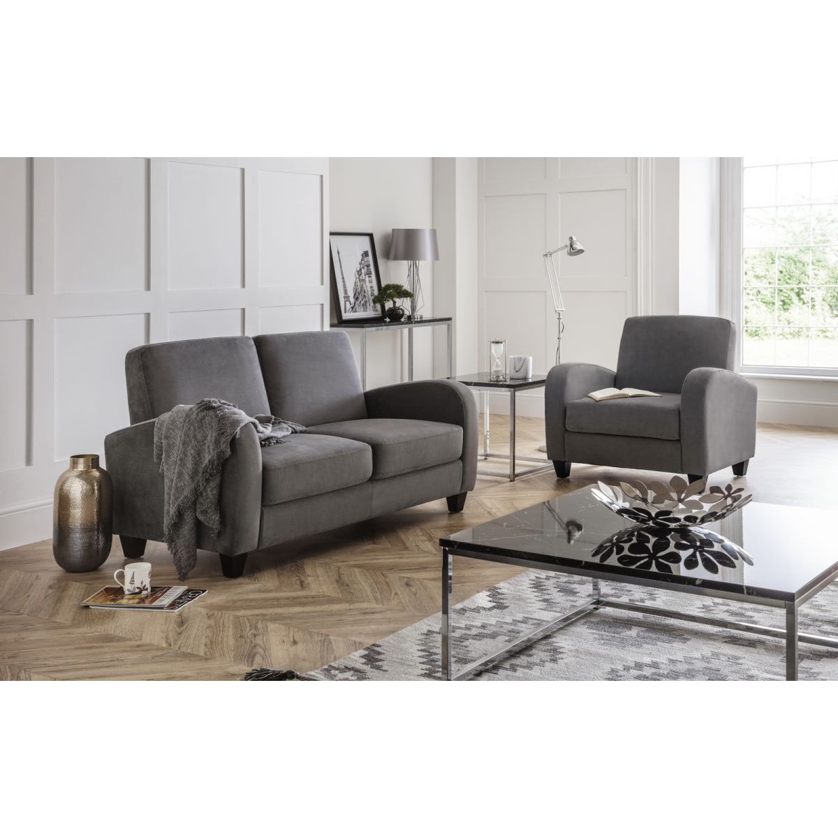 Vivo 2 Seater Sofa in Dusk Grey Chenille