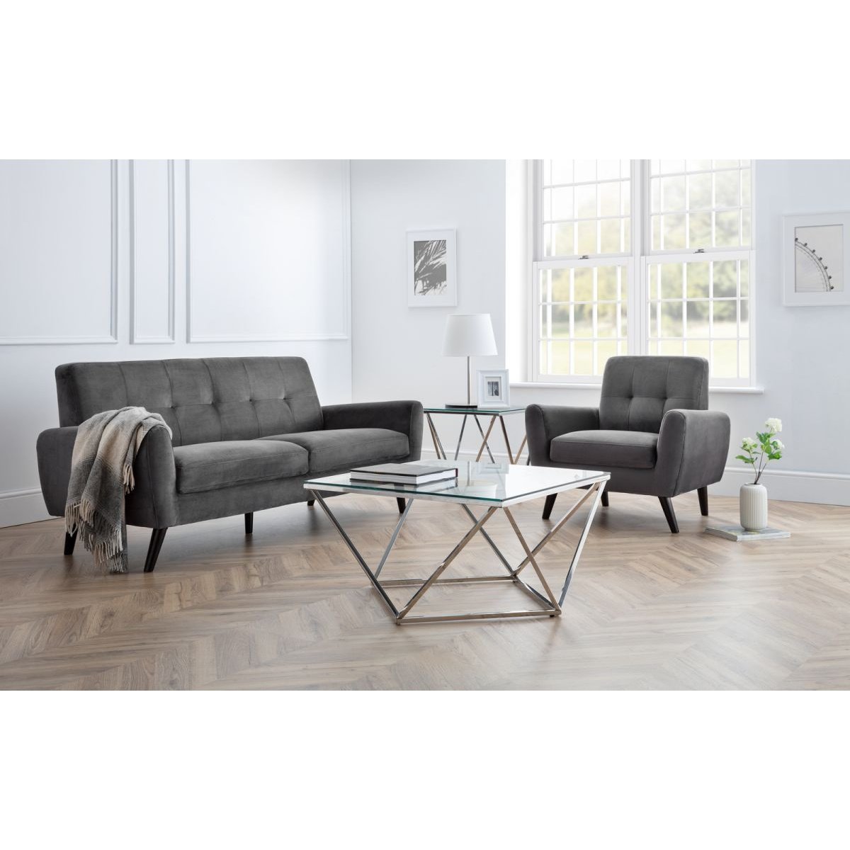 Monza Chair - Grey Velvet