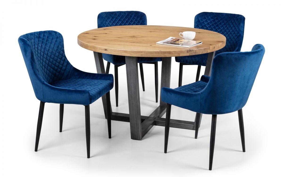 Brooklyn Round & Luxe Blue Dining Set