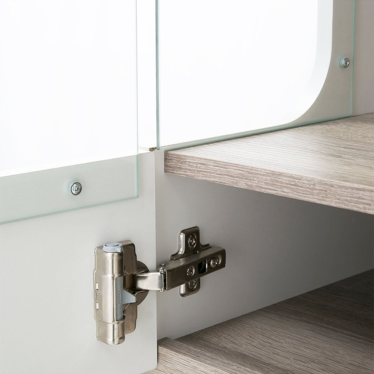 Chelsea Living Tall Glazed Narrow Display Unit in White with Oak Trim
