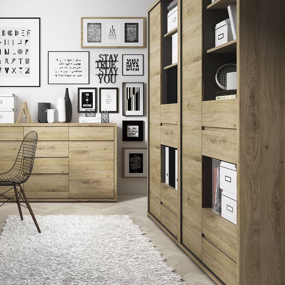 Shetland Tall Wide 1 Door 4 Drawer Bookcase