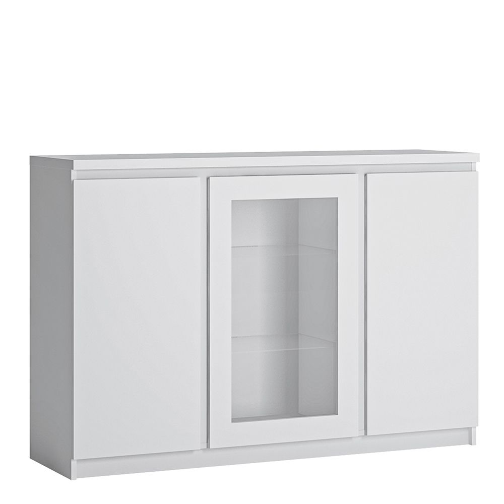 Fribo 3 Door Sideboard with Glazed Centre in White
