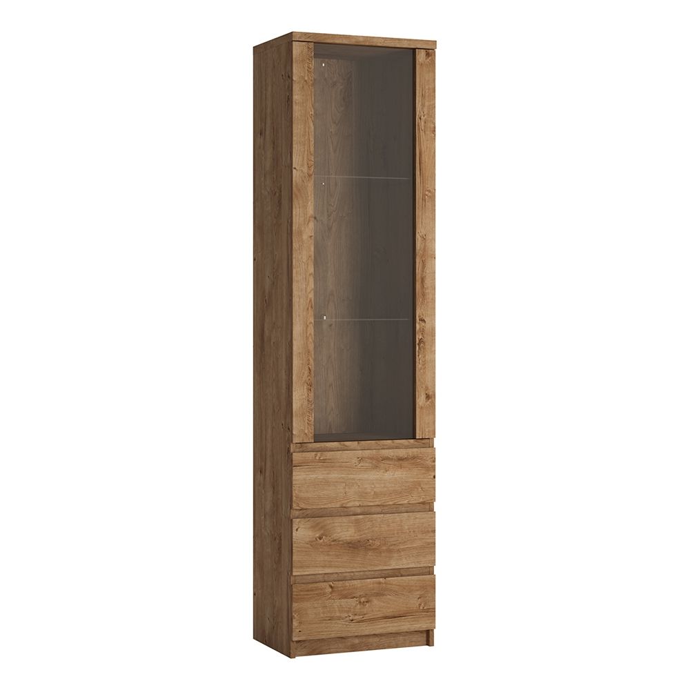 Fribo Tall Glazed Display Cabinet with 3 Drawers