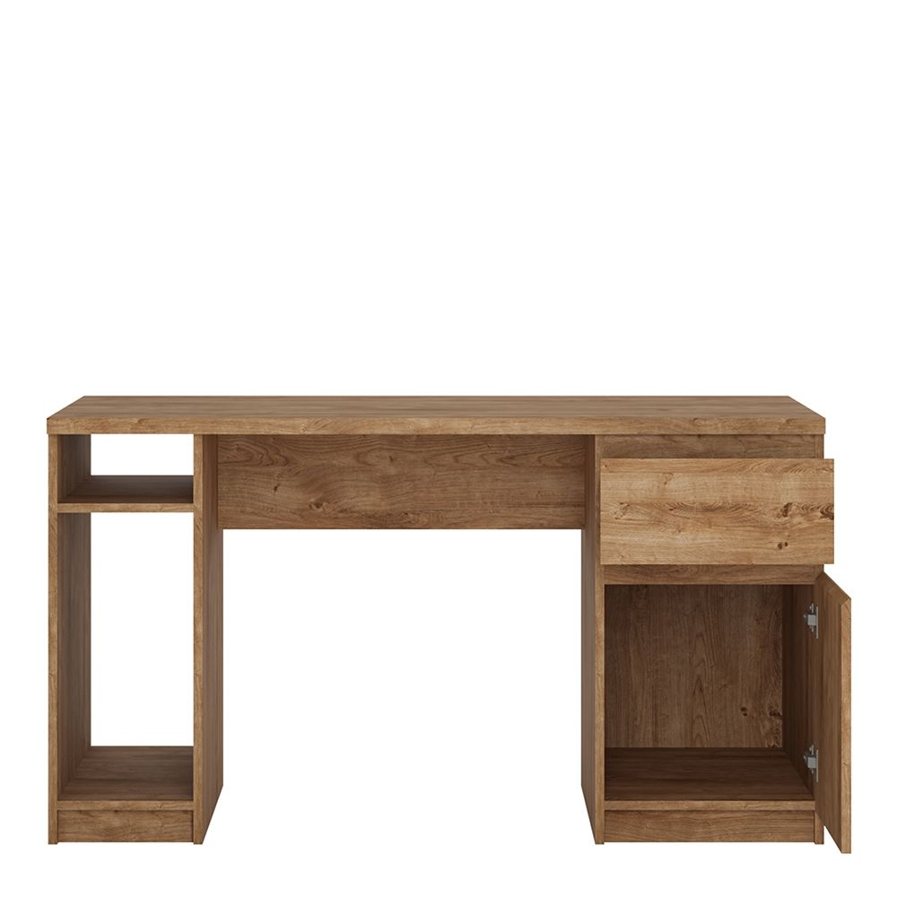 Fribo Twin Pedestal Desk with Drawer and Cupboard