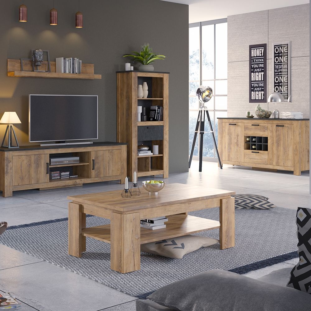 Rapallo Large Coffee Table Chestnut and Matera Grey
