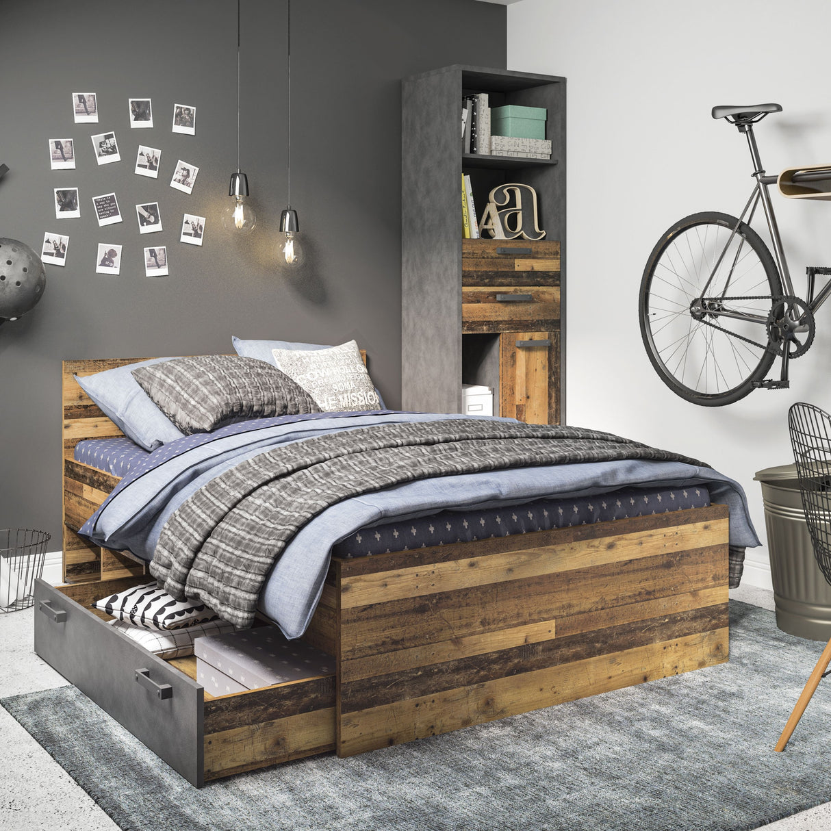 Brooklyn Underbed Drawer Walnut and Dark Grey