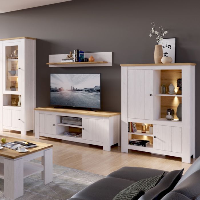 Celesto 2 Door 4 Shelves Display Cabinet with LED Lights