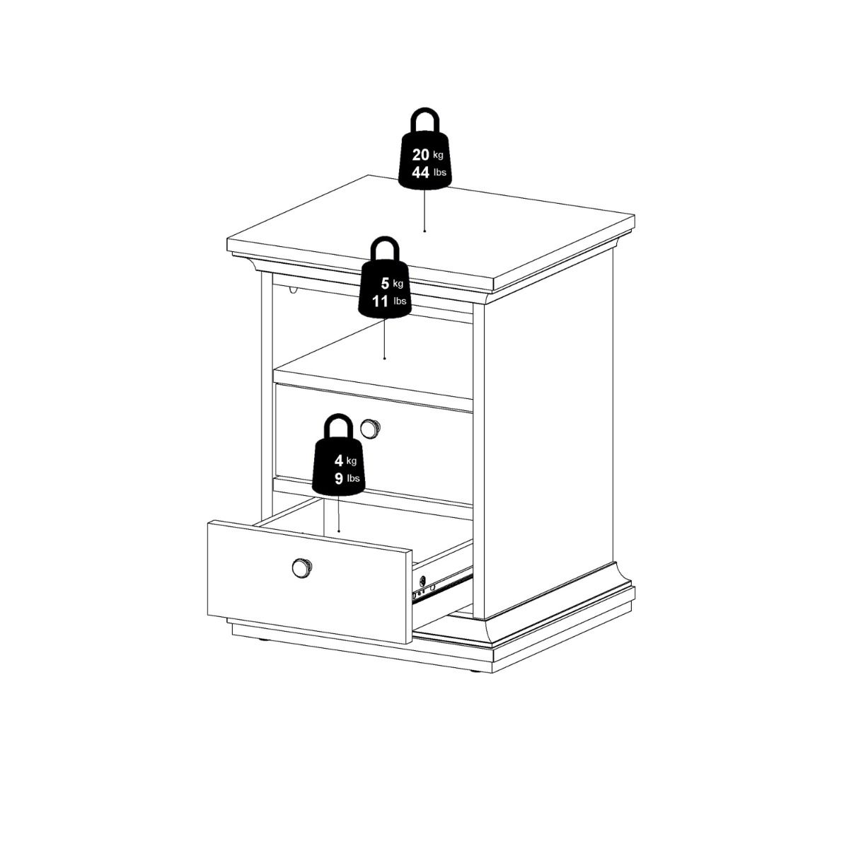 Paris Bedside 2 Drawers