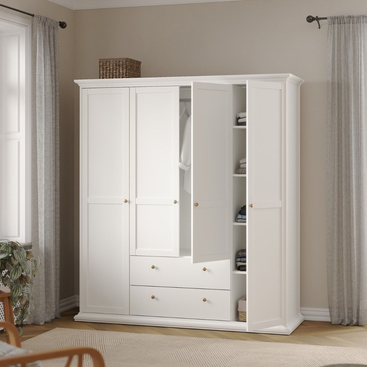 Paris Wardrobe with 4 Doors and 2 Drawers