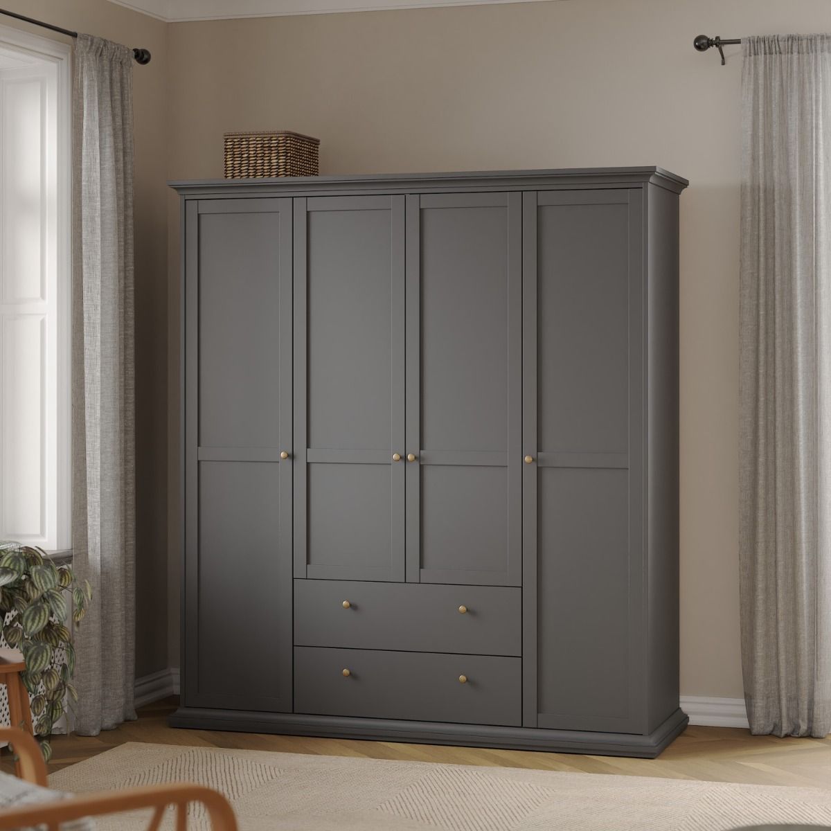 Paris Wardrobe with 4 Doors and 2 Drawers