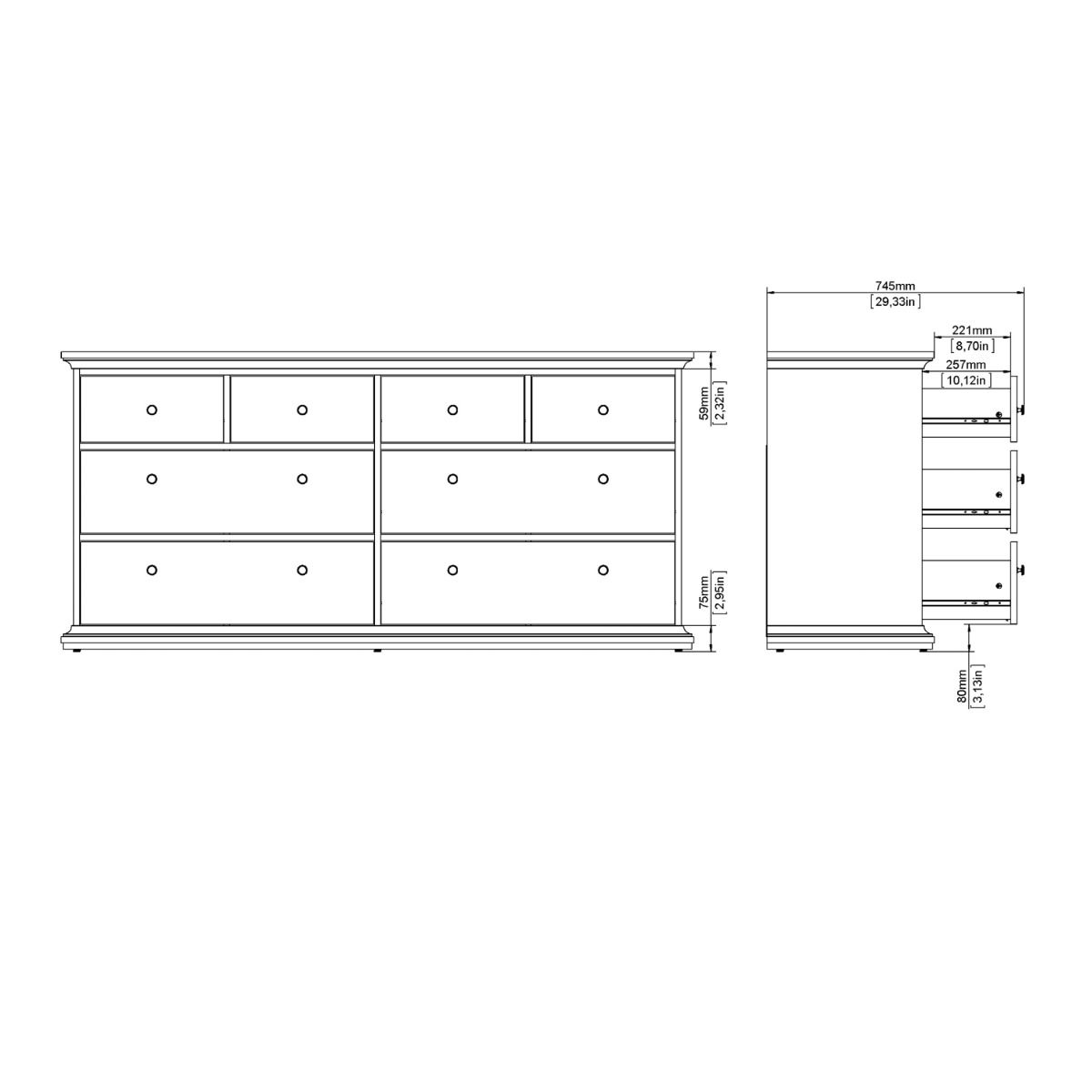 Paris Chest of 8 Drawers