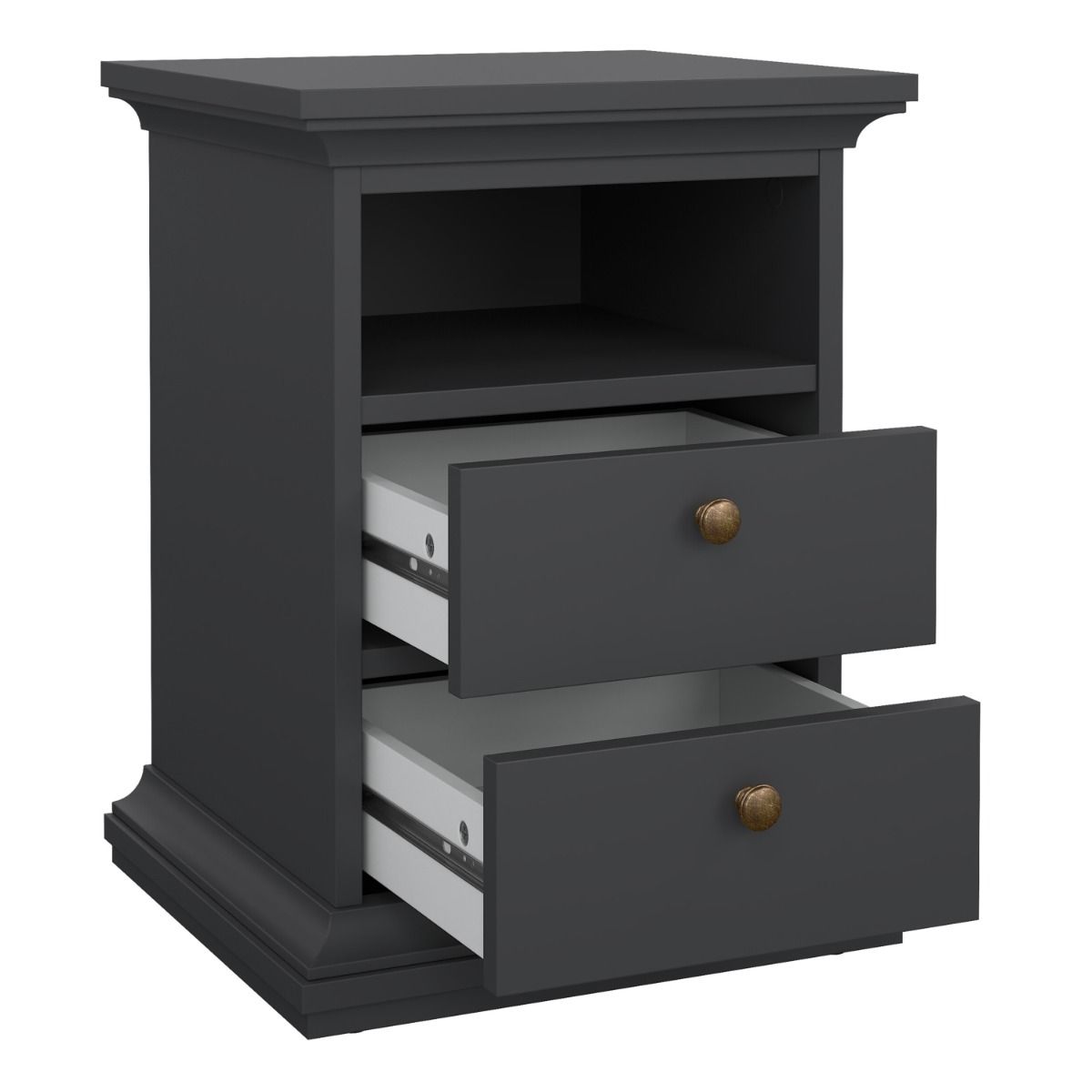 Paris Package - Bedside 2 Drawers + Chest of 4 Drawers + Wardrobe with 2 Doors White
