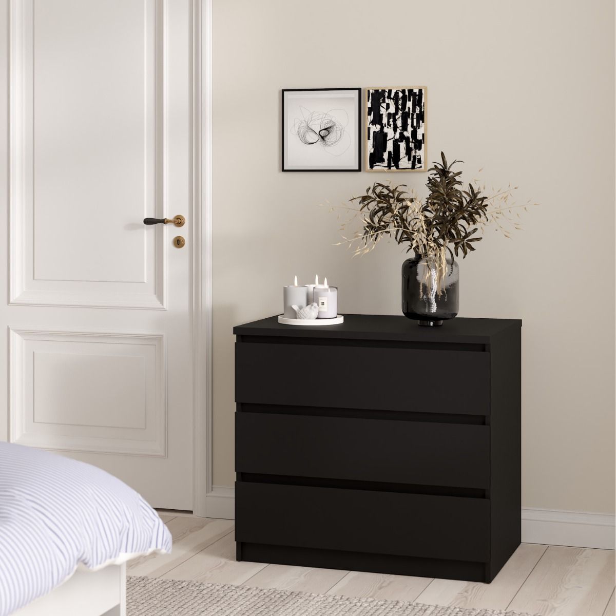 Naia Chest with 3 Drawers in Black Matt
