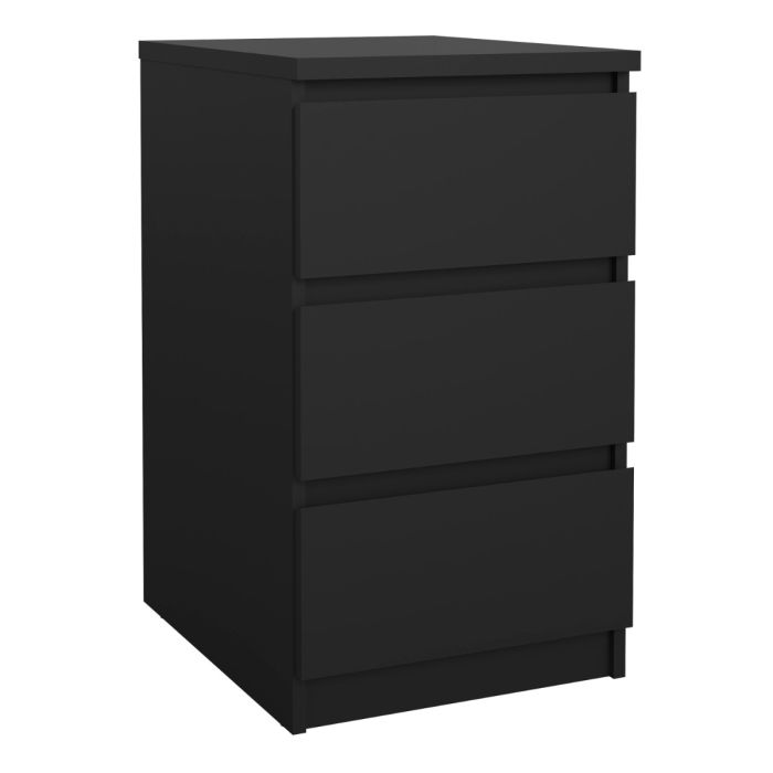 Naia Bedside with 3 Drawers in Black Matt