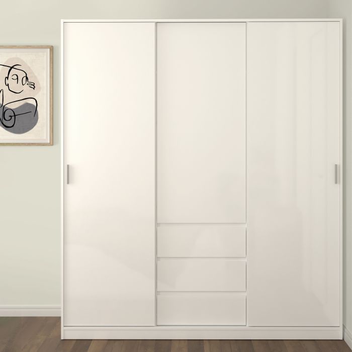 Naia Wardrobe with 2 Sliding Doors 1 Door 3 Drawers