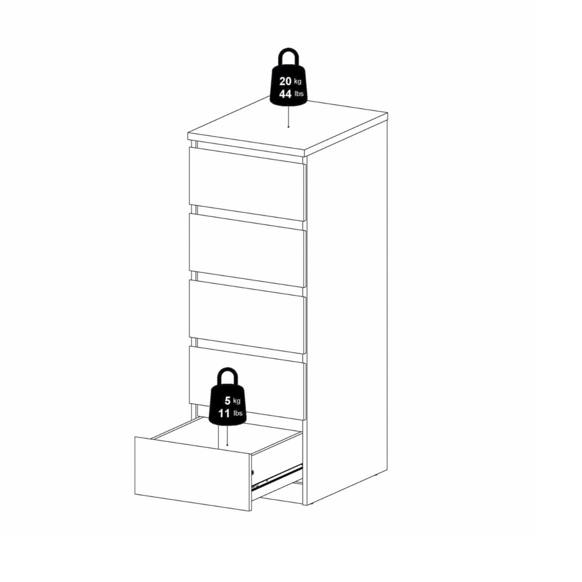 Naia Narrow Chest of 5 Drawers