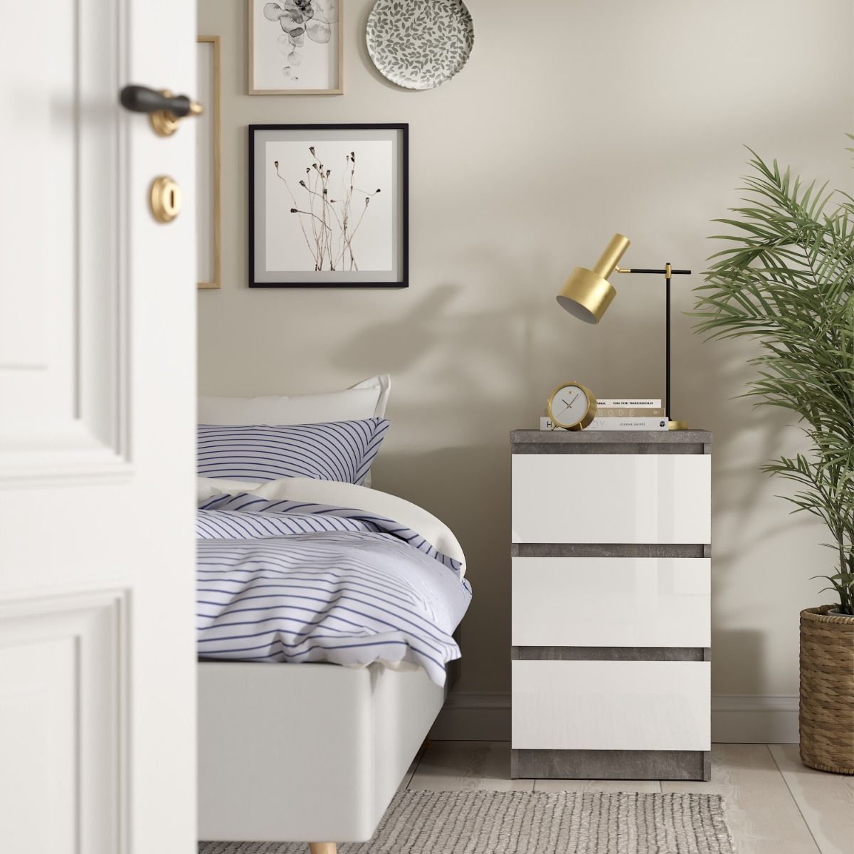 Naia Bedside Table 3 Drawers