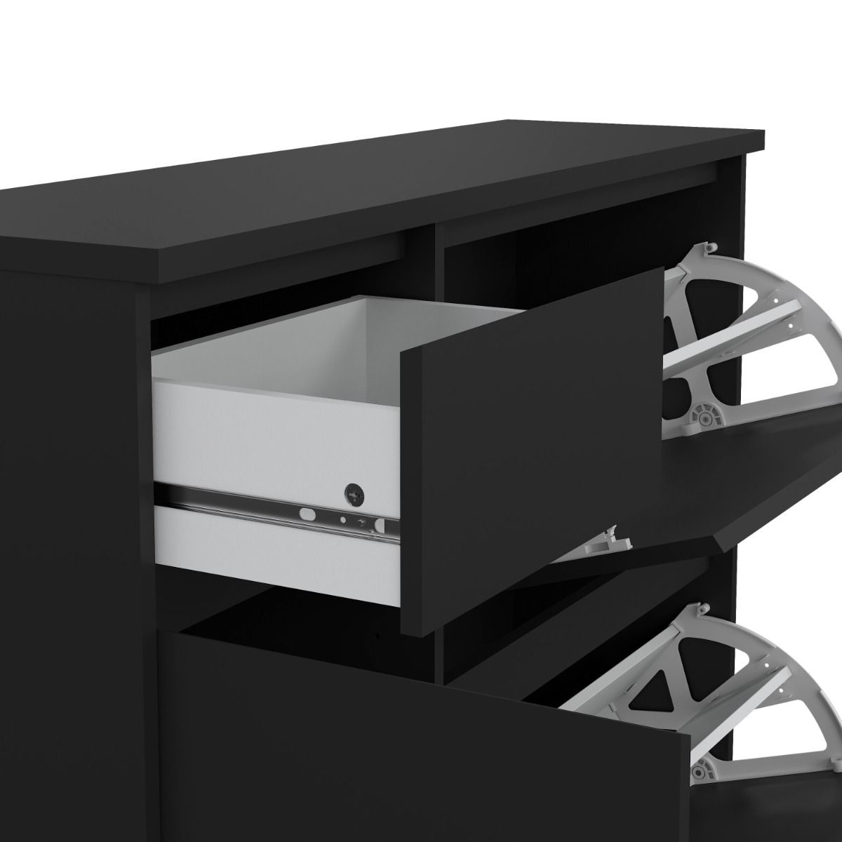 Naia Shoe Cabinet with 2 Flip Down Doors 1 Door and 1 Drawer