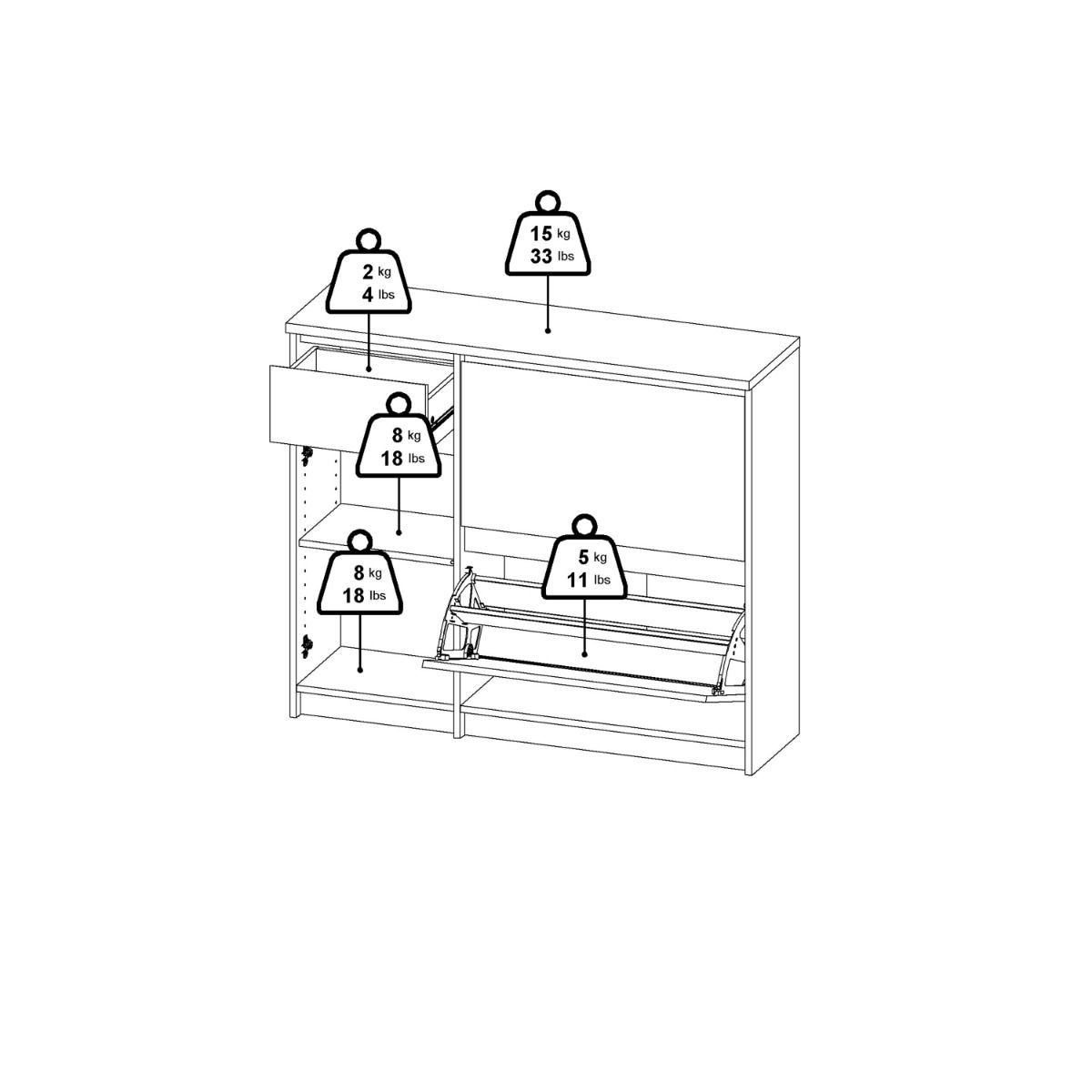 Naia Shoe Cabinet with 2 Flip Down Doors 1 Door and 1 Drawer
