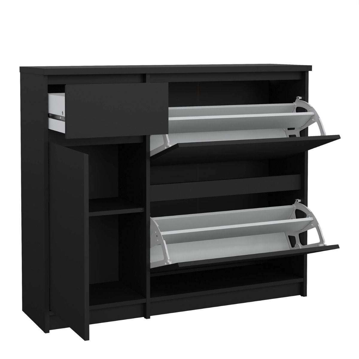 Naia Shoe Cabinet with 2 Flip Down Doors 1 Door and 1 Drawer