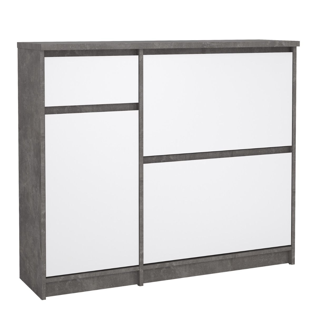 Naia Shoe Cabinet with 2 Flip Down Doors 1 Door and 1 Drawer