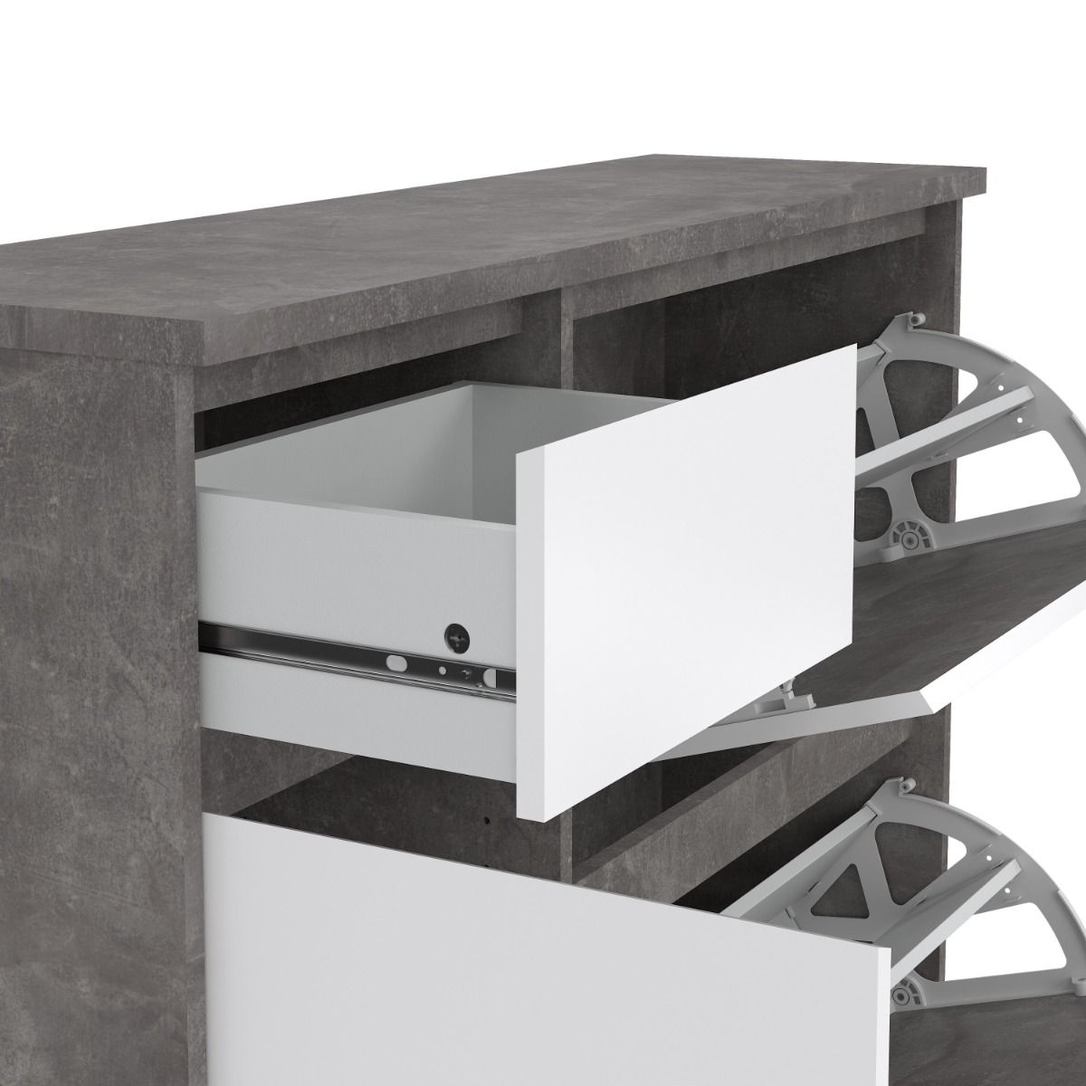 Naia Shoe Cabinet with 2 Flip Down Doors 1 Door and 1 Drawer