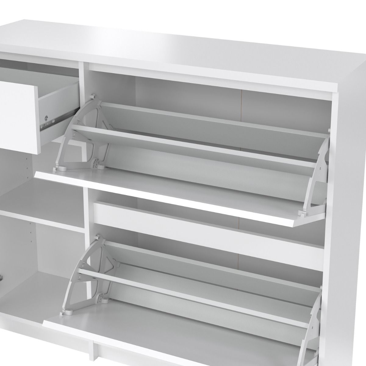 Naia Shoe Cabinet with 2 Flip Down Doors 1 Door and 1 Drawer