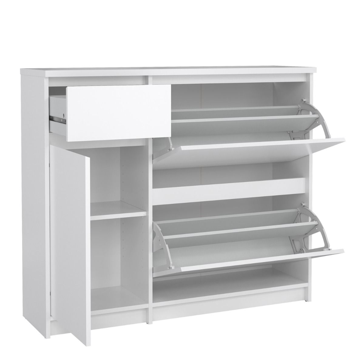 Naia Shoe Cabinet with 2 Flip Down Doors 1 Door and 1 Drawer