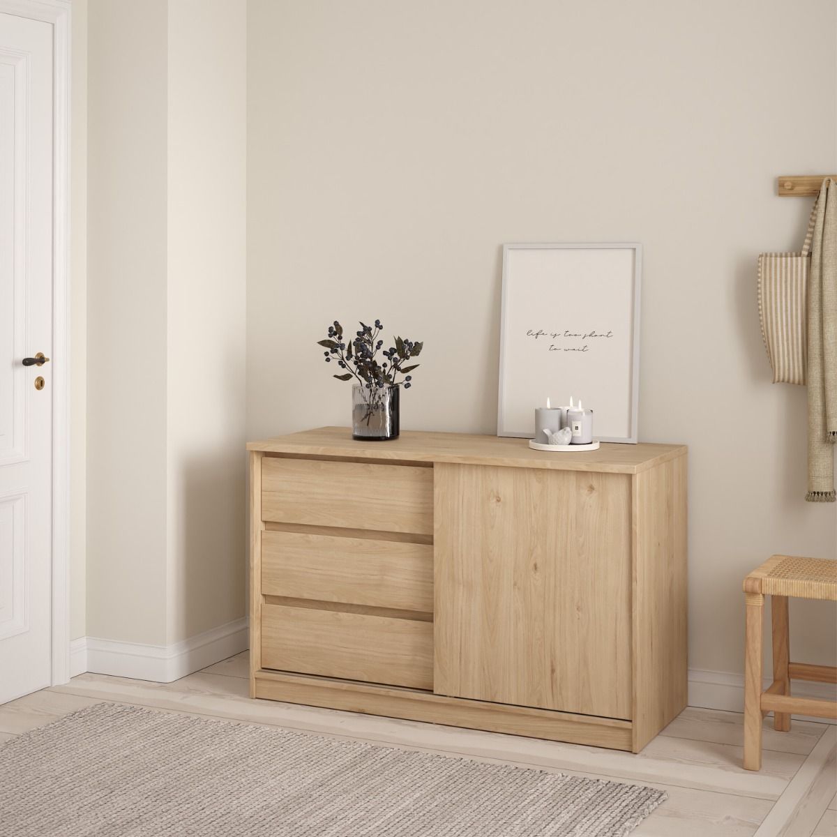 Naia Storage Unit with 1 Sliding Door and 3 Drawers