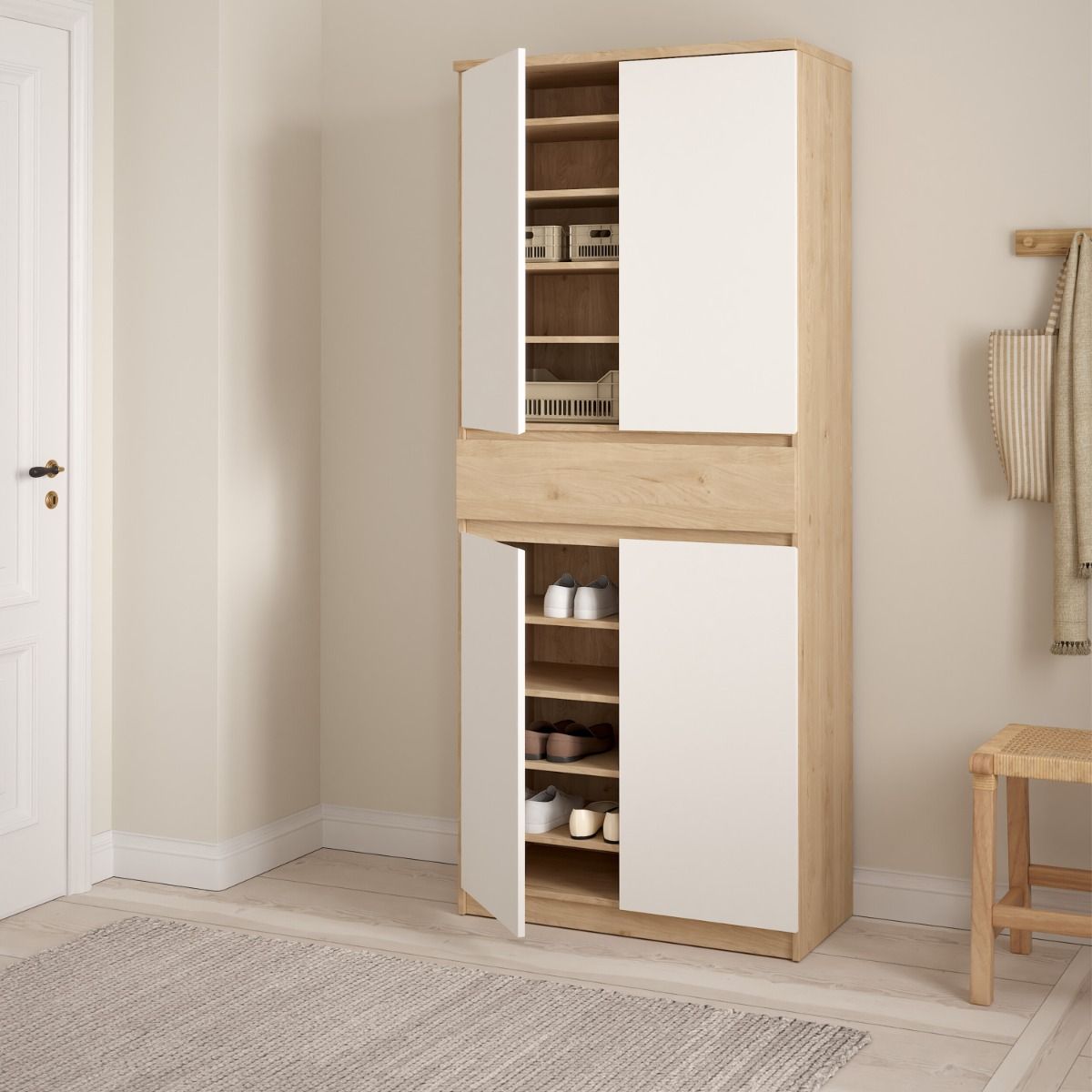 Naia Tall Shoe Cabinet with 4 Doors and 1 Drawer