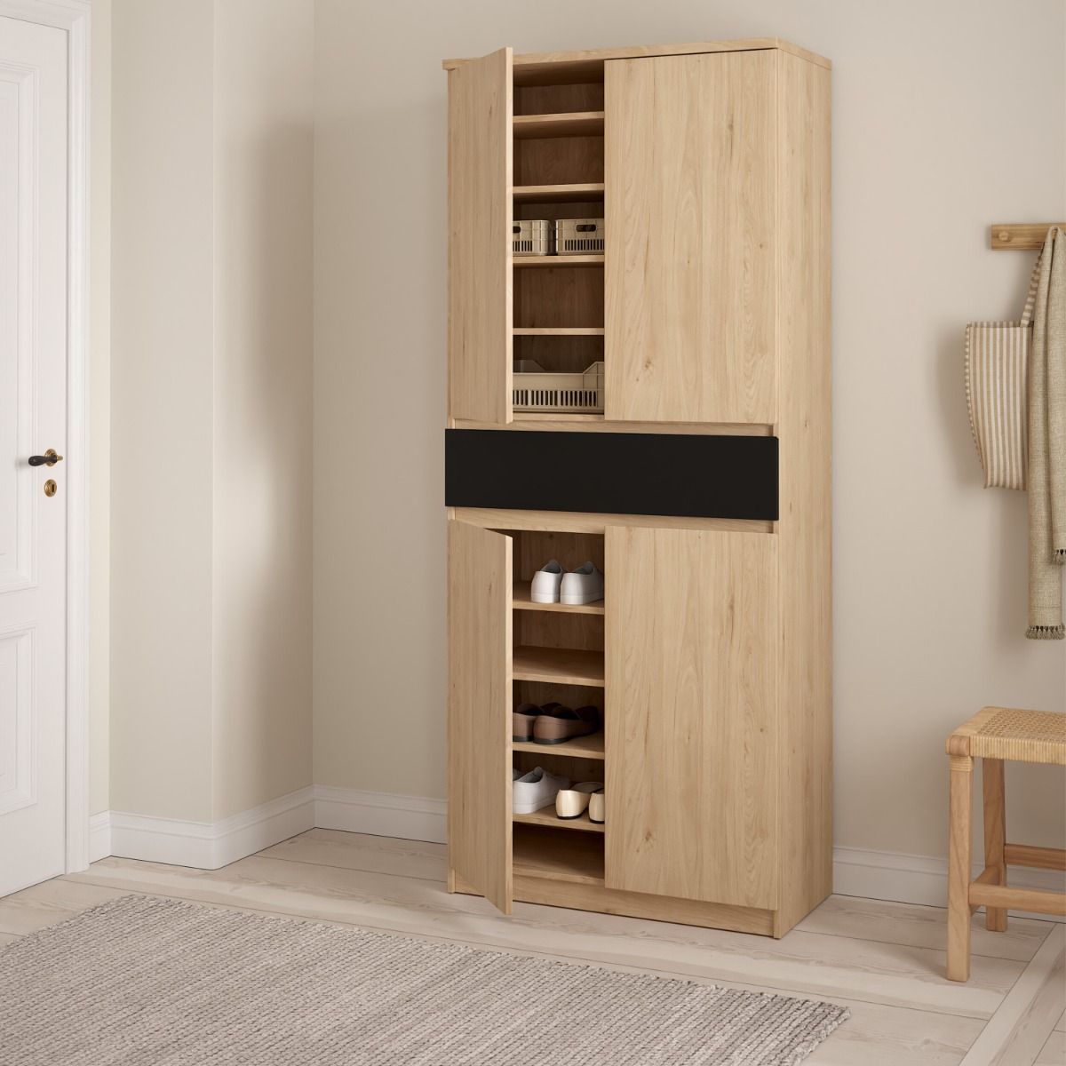 Naia Tall Shoe Cabinet with 4 Doors and 1 Drawer