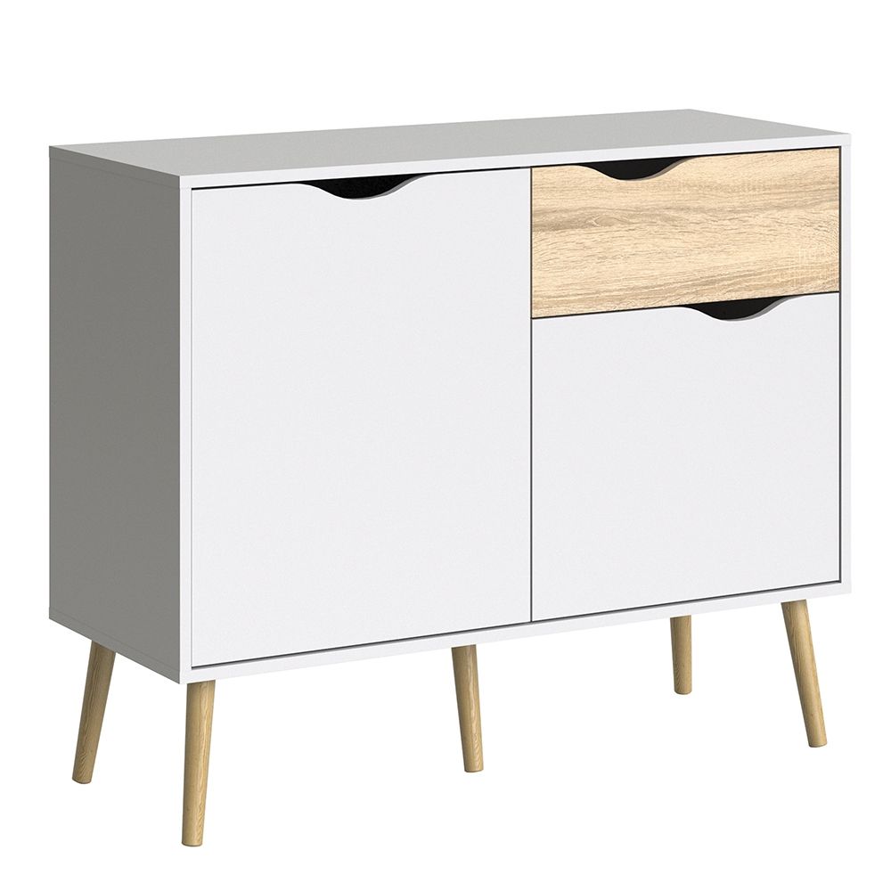 Oslo Sideboard Small 1 Drawer 2 Doors in White and Brown