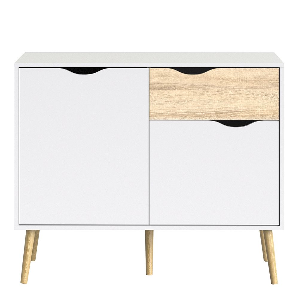 Oslo Sideboard Small 1 Drawer 2 Doors in White and Brown