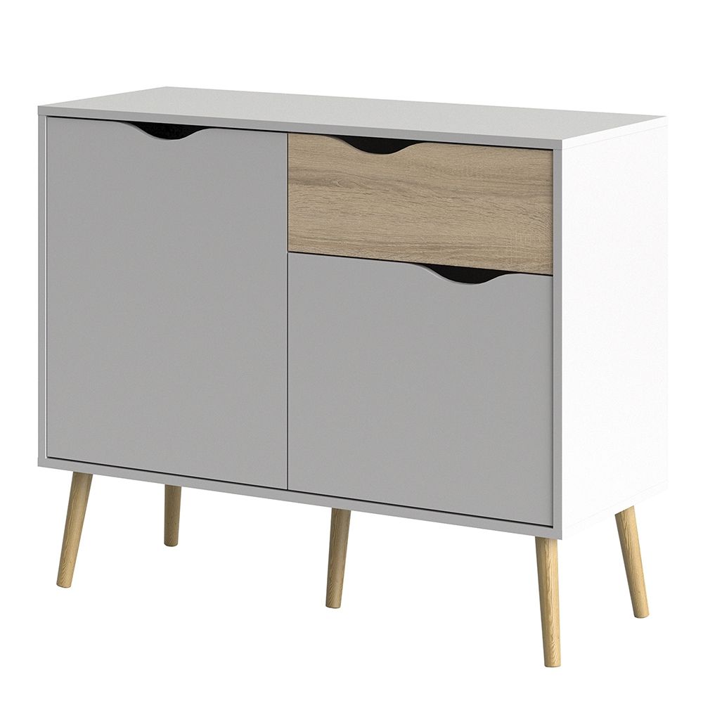 Oslo Sideboard Small 1 Drawer 2 Doors in White and Brown