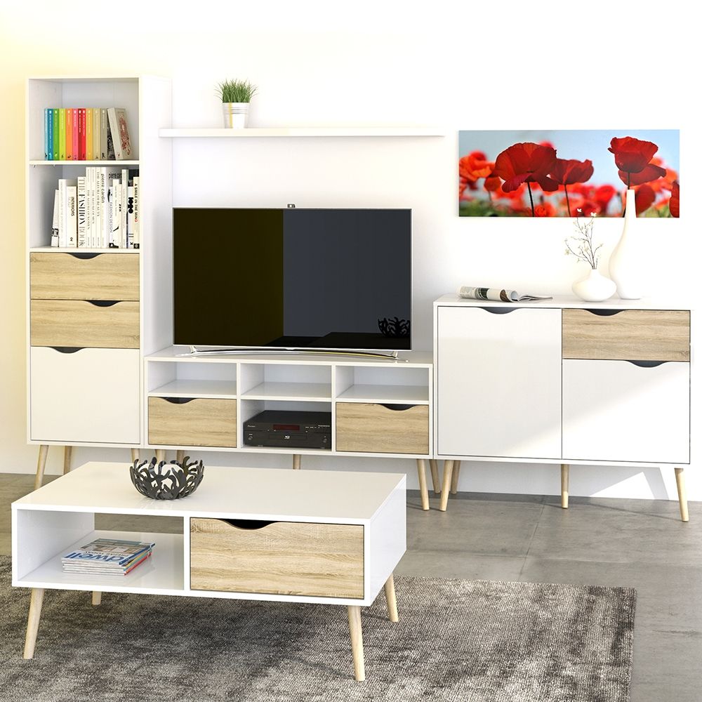 Oslo Sideboard Small 1 Drawer 2 Doors in White and Brown