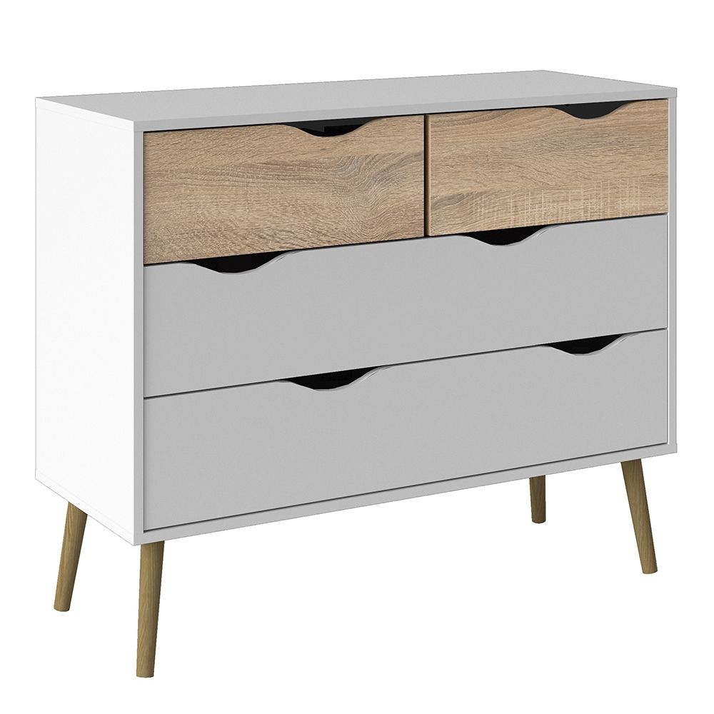 Oslo Chest of 4 Drawers in White and Brown