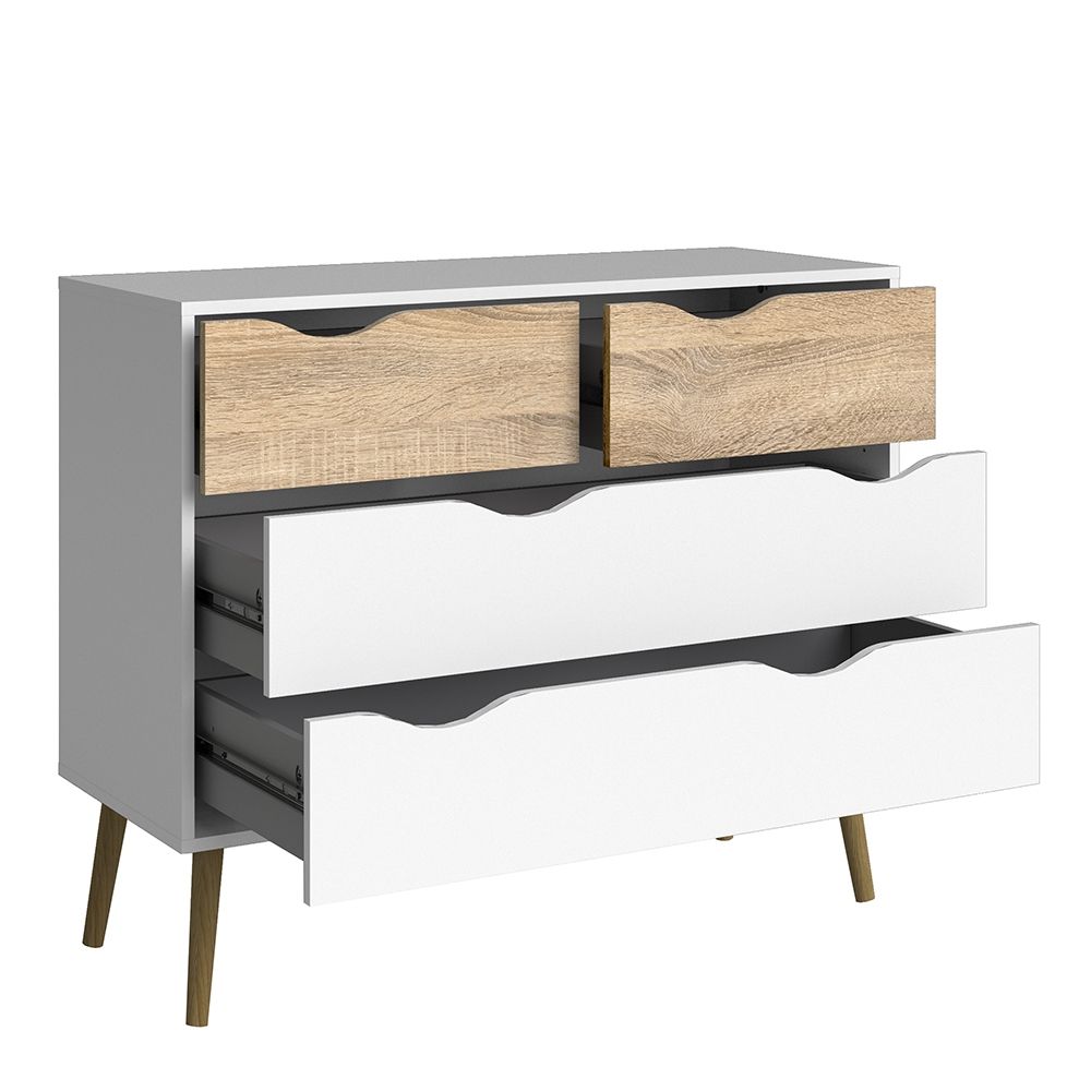 Oslo Chest of 4 Drawers in White and Brown