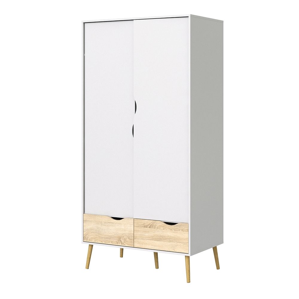 Oslo Wardrobe 2 Doors 2 Drawers in White