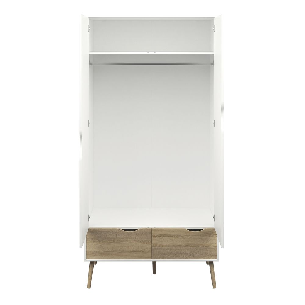 Oslo Wardrobe 2 Doors 2 Drawers in White