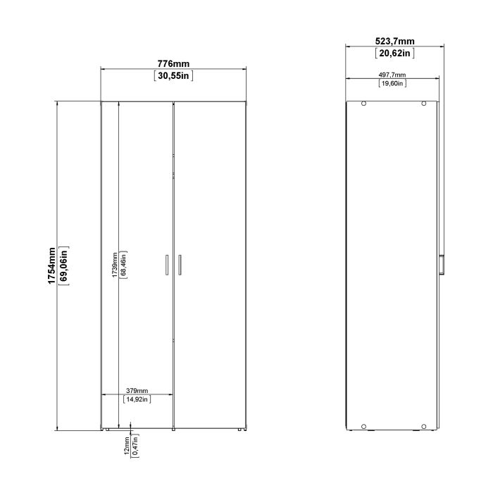 Space Wardrobe with 2 doors White