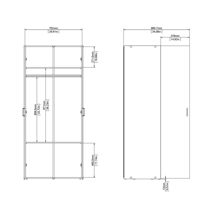 Space Wardrobe with 2 doors White
