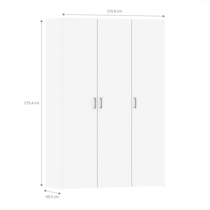 Space Wardrobe with 3 doors White