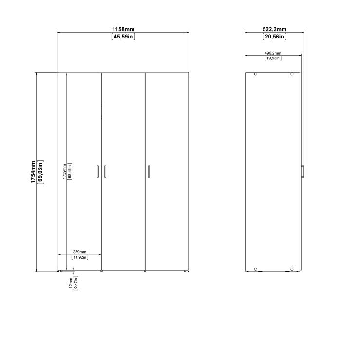 Space Wardrobe with 3 doors White