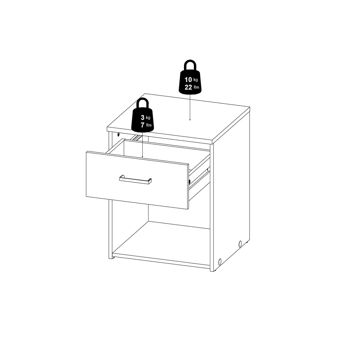 Space Bedside 1 Drawer